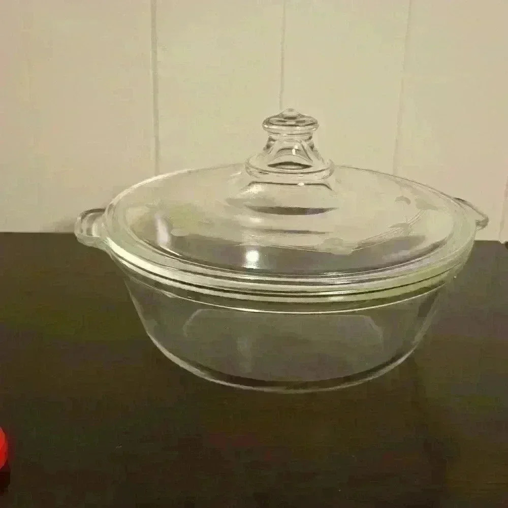 Vintage PYREX - Clear glass  with flowers etched on lid 023-623-B Base